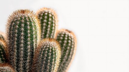 Closeup Cactus with Brown Spines on White Background, Plant, Succulent, Nature