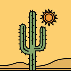 Obraz premium Saguaro Cactus in Desert Landscape under Sun.