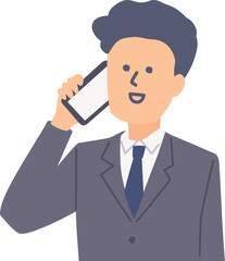 電話をかけるビジネスマンのイラスト