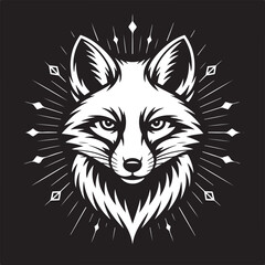 Fototapeta premium Mysterious white fox with striking eyes and radiant aura vector design