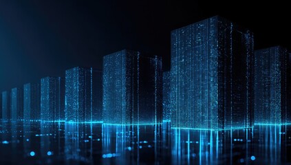 Digital cityscape, futuristic architecture