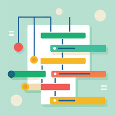 Fototapeta premium Project timeline with colorful bars and milestones