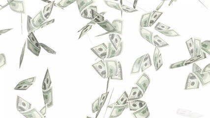 Banknotes dollars bills falling and flying in the air, 3d render Banknotes of the US American Dollar, dollars bills falling down stock video.  - Powered by Adobe