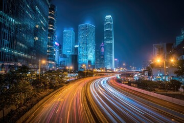 Obraz premium City lights blur on a highway at night (1)