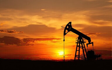 Oil pump silhouette at sunset (1)