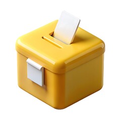 Bright yellow cube shaped tissue dispenser with a single tissue protruding from the top