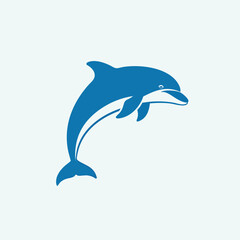 Dynamic blue dolphin jumping icon vector illustration.