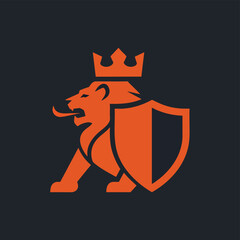 Royal Lion with Shield Emblem Design.