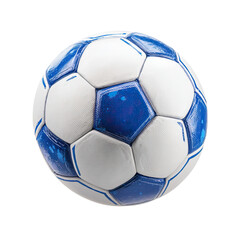 Realistic Soccer Ball with Blue Graphics on Transparent Background

