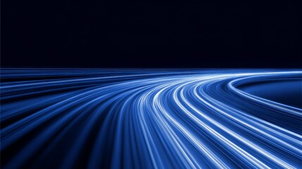 a nighttime highway drive, with bright car lights streaking across a blurred background that suggests motion. the car's headlights are on, creating a blue green glow effect