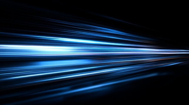 a vivid motion blur effect with streaks of blue light, suggesting rapid movement
