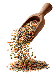 Mixed Lentils on Transparent Background

