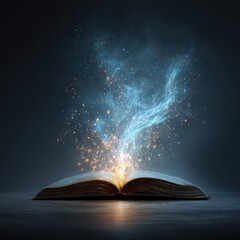 An open book with a glowing light, symbolizing the power of knowledge." -
