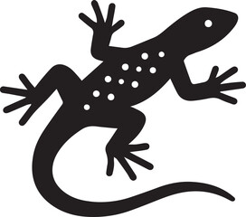 Crawling Lizard – Minimalist Black and White Vector with Dots and Line Detail