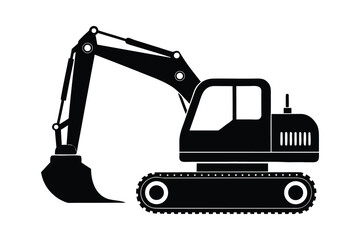Excavator silhouette vector, Digger silhouette