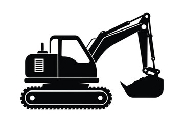 Excavator silhouette vector, Digger silhouette