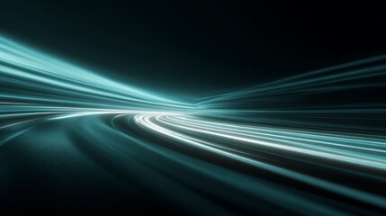 a dynamic sequence of a tunnel or corridor with streaks of light, likely from headlights, indicating movement