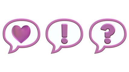 恋愛や感情表現にぴったり！ピンクのキラキラ3D吹き出し素材セット