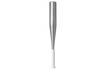 Realistic metal baseball bat with white grip isolated on transparent background, perfect for sports and competition visuals