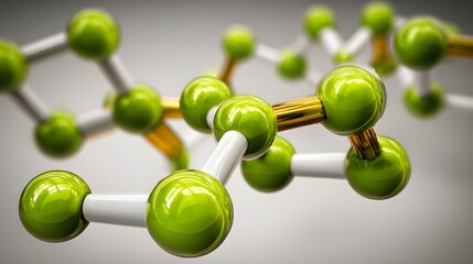 Close-up view of interconnected molecules.