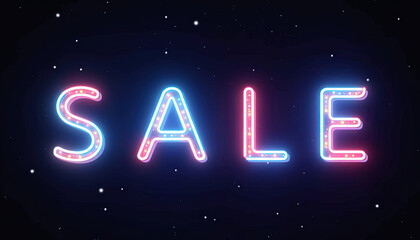 Neon SALE Sign Glowing in Red and Blue  Online Storefront Promotion Light