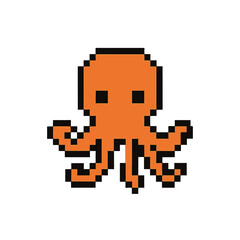 pixel icon octopus on white background vector Vector icon pixel art © Roman