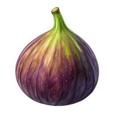 A ripe purple and green fig fruit isolated on transparent background