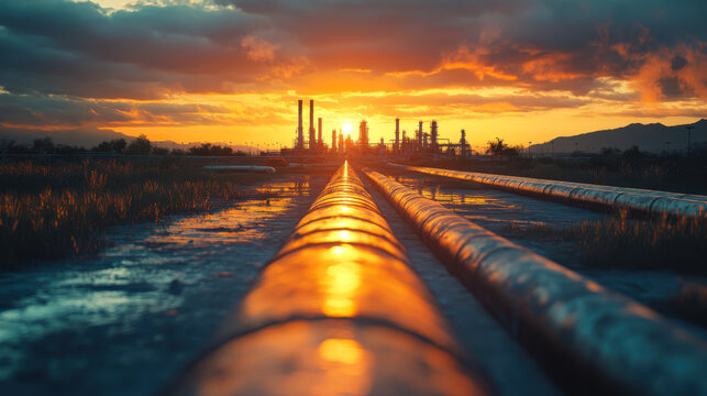 Double exposure of oil refinery and pipelines with a technology concept