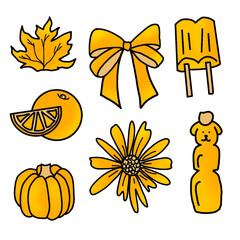 set of vector icons for orange color
