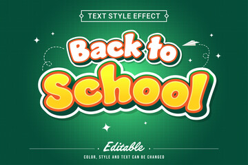 Cartoon Back to School Editable Text Effect on Green Background