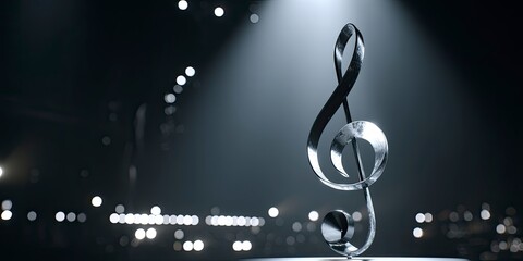 Treble clef sculpture in dark setting