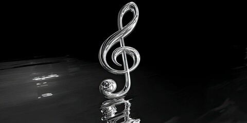 Treble clef reflection grayscale image