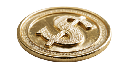 Floating dollar coin isolated on white background