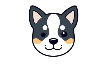Cute Minimalist Pixel Art Dog Head, Adorable Puppy Face Illustration