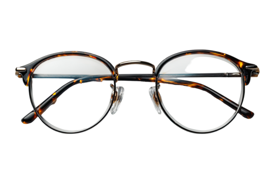 Close-up of tortoiseshell-framed eyeglasses