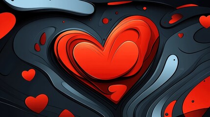 Colorful abstract heart design with flowing shapes and vibrant colors