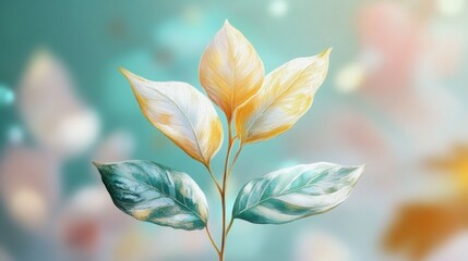 Colorful leaves stand out against a dreamy background in nature-inspired art