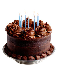 Chocolate cake with lit candles