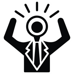 Black silhouette of a person in a suit with radiating lines from head business