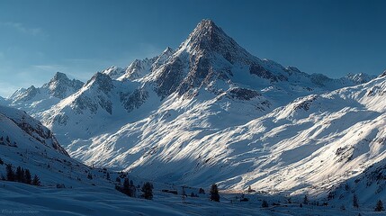 Majestic Snowy Peaks, Dramatic Winter Landscape, Alpine Majesty