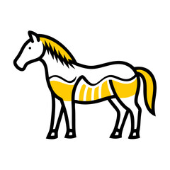 Obraz premium Stylized illustration of a tiger s face with yellow stripes on black background