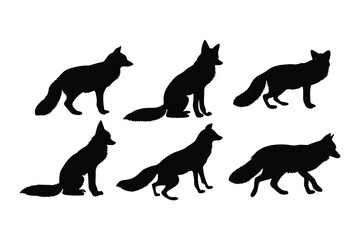 Fox silhouette vector set, Wolf silhouettes