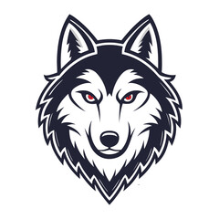 Naklejka premium Howling Husky Head side profile husky head in heroic pose layers head silhouette moon phase icon strong branding for outdoor gear .
