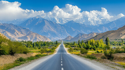 Naklejka premium Landscape with road and mountains