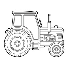 Simple line drawing of a farm tractor in profile