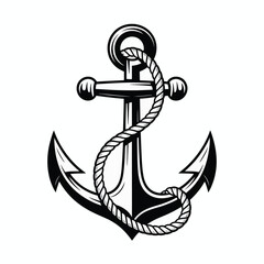 Classic nautical anchor with thick rope illustration