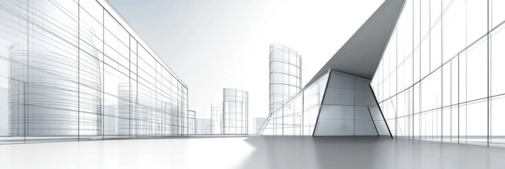 Obraz premium empty ground in front of modern architecture exterior.