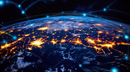 Communication technology for internet business. Global world network and telecommunication on earth