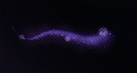 Magic purple dust trail with light glitter effect.