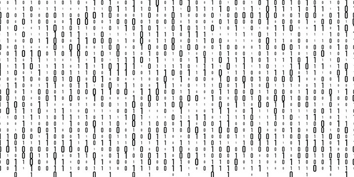 Binary code background with falling zeros and ones. Digital data, programming, technology concept.